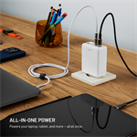 Síťová GaN nabíječka FIXED s 3xUSB-C a USB, podpora PD 3.0, 120W, bílá