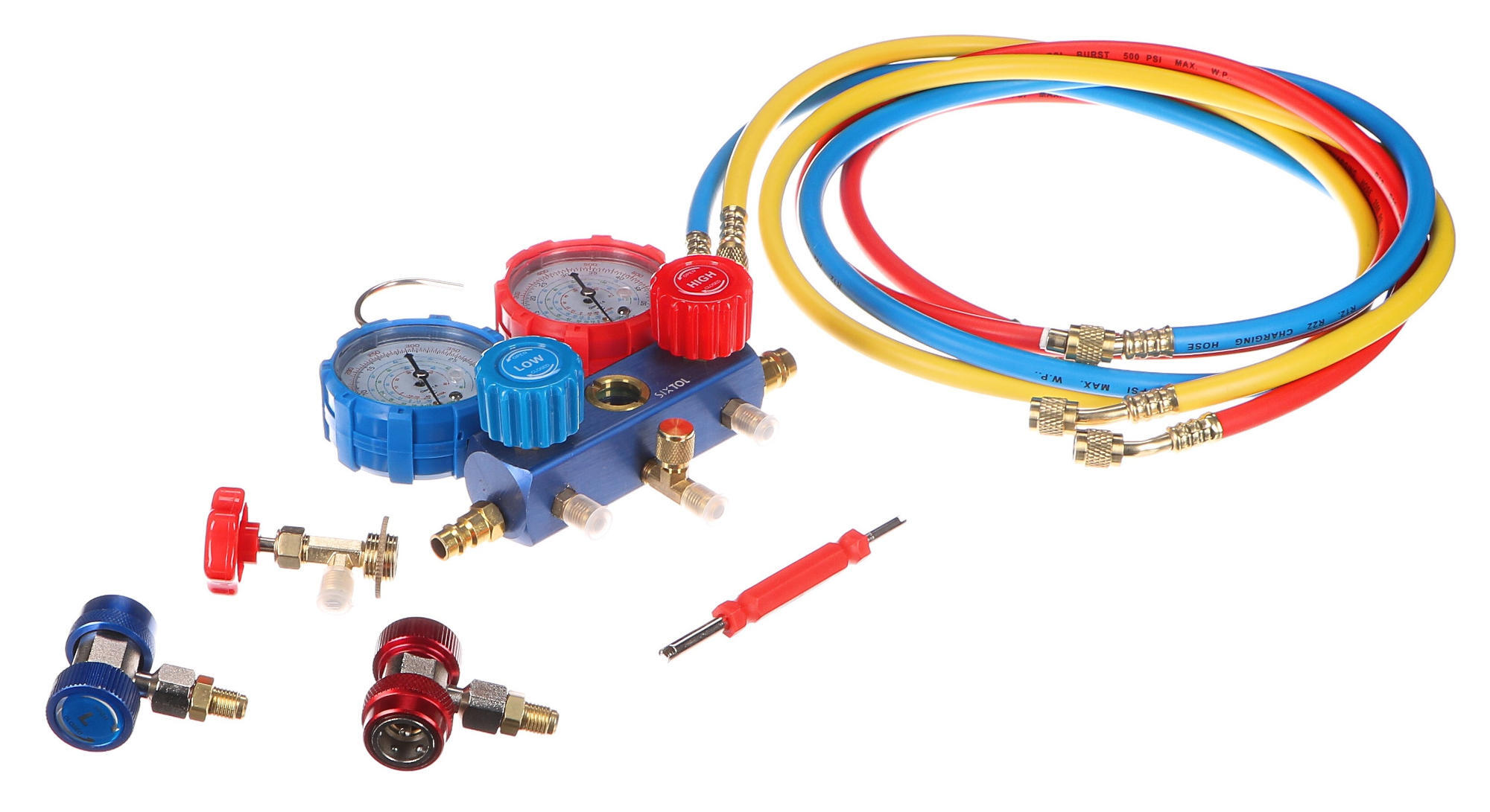 SIXTOL Sada na měření tlaku a těsnosti autoklimatizace MECHANIC AC TESTER 1