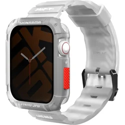 SKINARMA Shokku remienok pre Apple Watch 45/44/42 mm + SKINARMA Kurono puzdro pre Apple Watch 45/44 mm, Frost