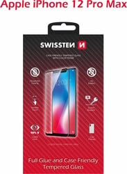 Sklo Swissten Full Glue pre Apple iPhone 12 Pro Max, čierne