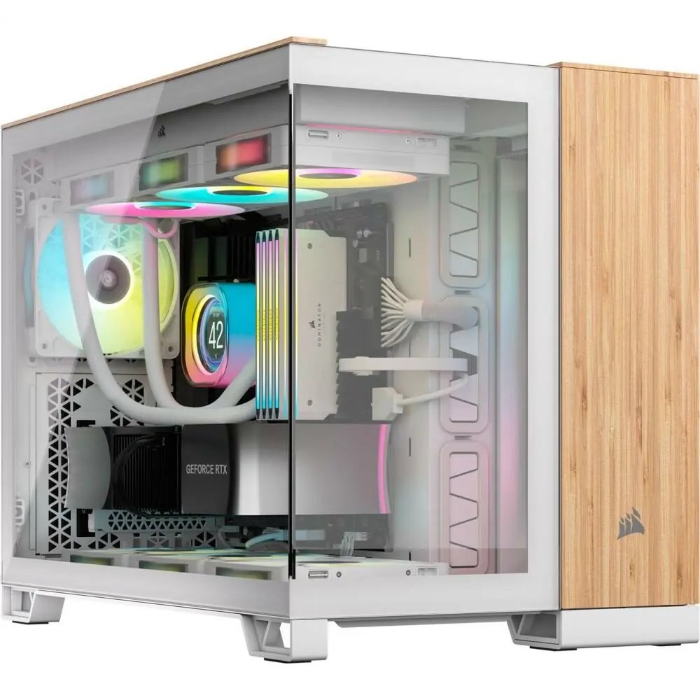 Skriňa Corsair 2500X Micro-ATX, biela/bambusová