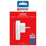 SKROSS cestovný adaptér Europe USB pre cudzincov v Českej republike, USB-A, 12W, typ E/F
