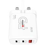 SKROSS USB A+C nabíjecí adaptér Power charger 65W GaN UK, Power Delivery, typ G