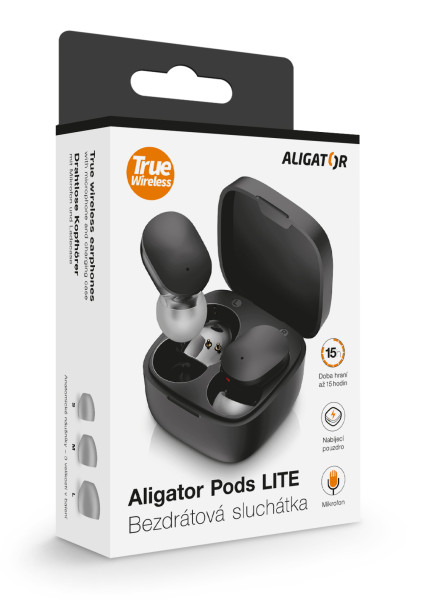Slúchadlá Bluetooth Aligator Pods LITE, čierne