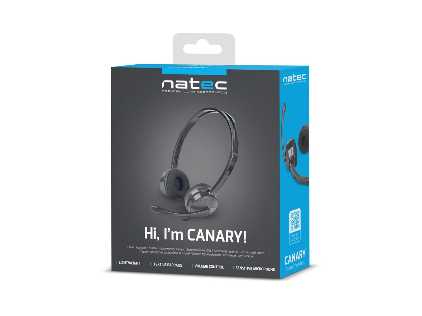 Slúchadlá Natec s mikrofónom Canary, čierne