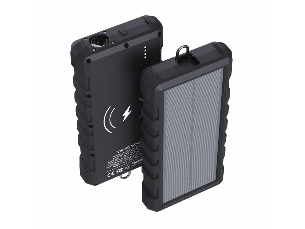 Solárna vonkajšia powerbanka Viking W24W 24000 mAh, bezdrôtové nabíjanie