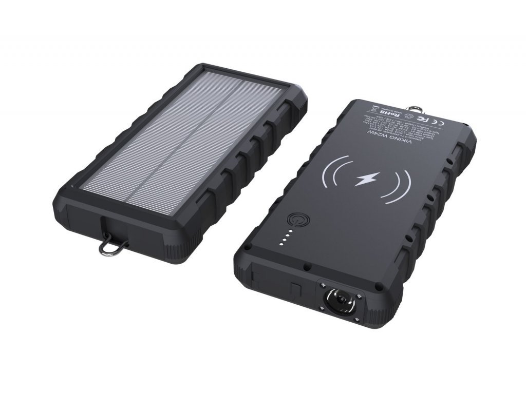 Solárna vonkajšia powerbanka Viking W24W 24000 mAh, bezdrôtové nabíjanie