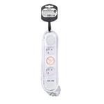 Solight 3z predlžovací kábel s USB A+C nabíjačkou 2,4A, 2m, 3 x 1mm2, biely, vypínač