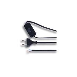 Solight flexo kábel, 2x 0,75mm2, čierny, plochý, vypínač, 3m