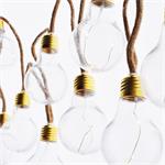 Solight LED dekoratívne žiarovky na prírodnom lane, 10x žiarovka, 30LED, 180cm, časovač 3x AA