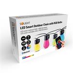Solight LED inteligentná vonkajšia reťaz s RGB žiarovkami, bluetooth, 15 žiaroviek, 14m+6m, 10W