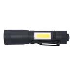 Solight LED kovová lampa 3W + COB, 150 + 60lm, AA, čierna