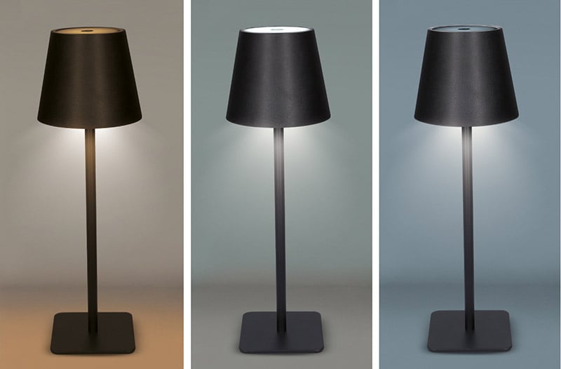 Solight LED nabíjecí lampička Lucca, 120lm, změna CCT, stmívání, černá