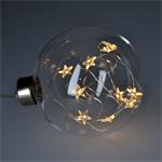 Solight LED sklenená vianočná guľa, 10LED, 2x AA, IP20
