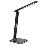 Solight LED stolná lampa s displejom, 9 W, voliteľná teplota svetla, koža, čierna