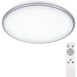 Solight LED stropné svietidlo strieborné, okrúhle, 24W, 1800lm, stmievateľné, diaľkové ovládanie, 38cm