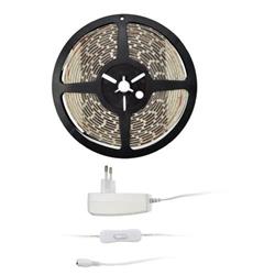 Solight LED svetelný pás s testerom, 5 m, sada s adaptérom 12V, 4,8 W/m, IP65, teplá biela
