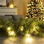 Solight LED vĂˇnoÄŤnĂ­ girlanda s jehliÄŤĂ­m, 5m, 80x LED, ÄŤasovaÄŤ, 3xAA, IP44