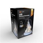 Solight LED vianočná dekorácia, zasnežená krajina s domčekom, 18cm, 10x LED, 2x AAA