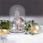 Solight LED vianočná dekorácia, zasnežená krajina s domčekom, 18cm, 10x LED, 2x AAA