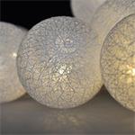 Solight LED vianočná guľôčková reťaz bavlnená, 10LED, 1m, 2x AA, IP20