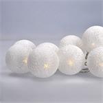 Solight LED vianočná guľôčková reťaz bavlnená, 10LED, 1m, 2x AA, IP20