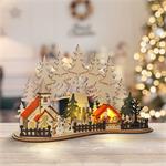 Solight LED vianočné mestečko s kostolom, 30x19cm, 2x AAA