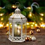 Solight LED vianočný lampáš biely, 33 cm, 3x LED sviečka, 3x AAA