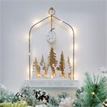 Solight LED závesná dekorácia - les s jeleňom, 14x LED, 2x AA