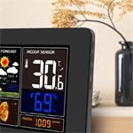 Solight meteostanice, aplikace Smart Life, extra velký barevný LCD, teplota, vlhkost, tlak, USB nabíjení, černá