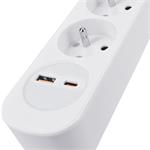 Solight predlžovací kábel 5 zásuviek, USB A+C 20W PD, 3 m, 3 x 1 mm2, biely, vypínač