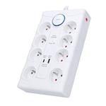 Solight prepäťová ochrana, 8z, USB A+C, 2m, biela