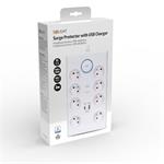 Solight přepěťová ochrana, 8z, USB A+C, 2m, bílá