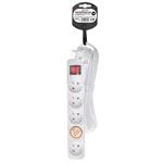 Solight prodlužovací přívod 5m, 5 zásuvek, vypínač, 16A/3680W, PVC, bílý