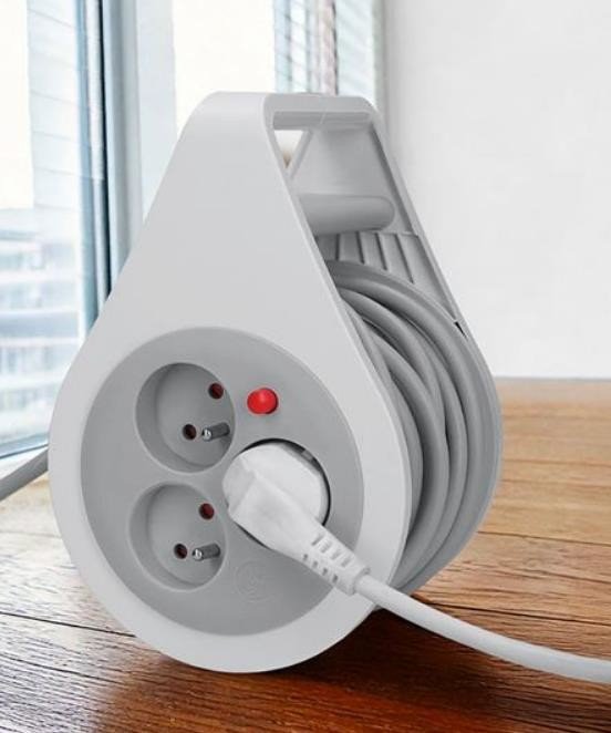 Solight prodlužovací přívod na bubnu 10m, 3 zásuvky, šedý kabel, 3x 1,0mm2