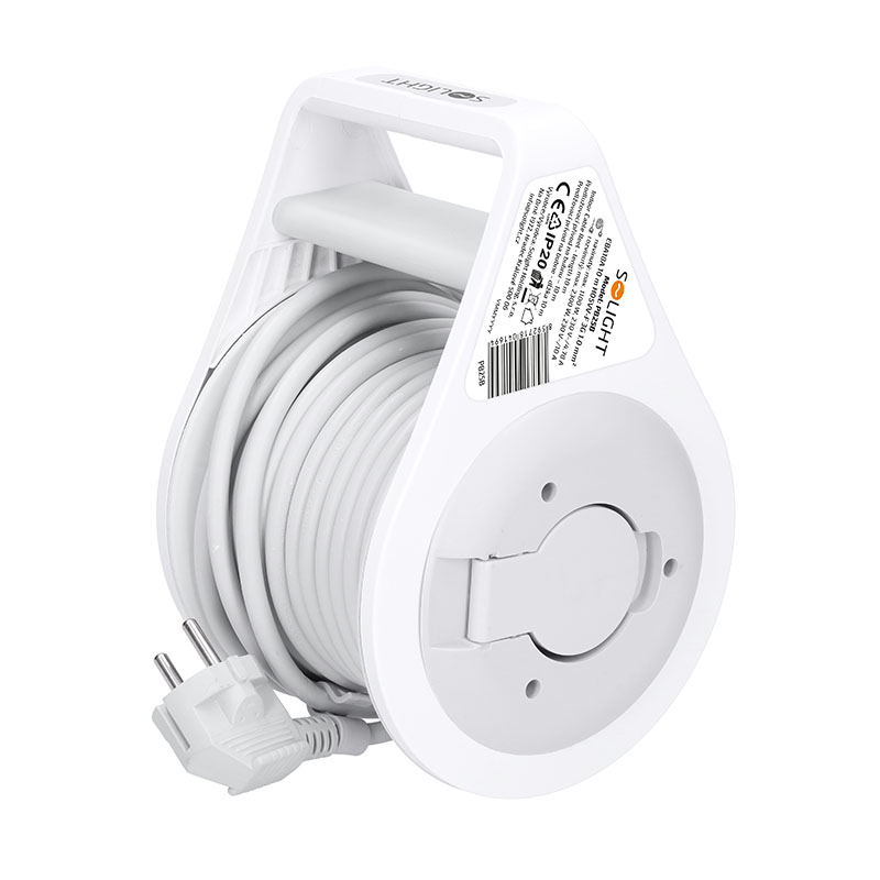 Solight prodlužovací přívod na bubnu 10m, 3 zásuvky, šedý kabel, 3x 1,0mm2