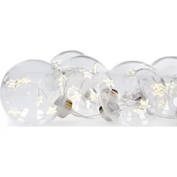 Solight sada LED vianočných gúľ s hviezdami, veľkosť 6cm, 6ks, 30LED, časovač, tester, 3xAA