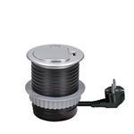 Solight USB vstavaná zásuvka s krytkou, 1 zásuvka, plast, dĺžka 1,5m, 3x 1mm2, USB 2100mA, strieborná