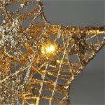 Solight Vianočná hviezda s trblietkami, zlatá, kov, 14x LED, 2x AA