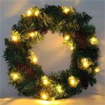 Solight vianočný veniec, priemer 40 cm, 15x LED, IP44, 3x AA, časovač