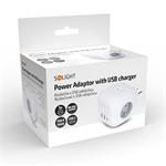 Solight zásuvka kocka, 3x 16A + USB A+C, biela, vypínač