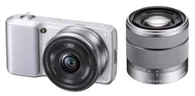 SONY NEX-3DS fotoaparát 14.2 Mpix + 16mm + 18-55mm - stříbrný