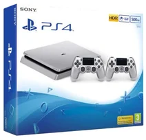 Sony PlayStation 4 Slim 500GB, stříbrná + 2x DS4