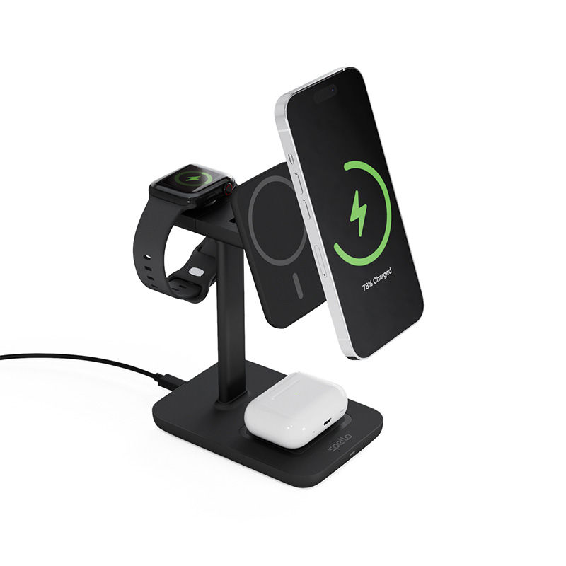 Spello 3in1 magnetický dobíjecí stojánek (MagSafe) - černý