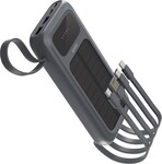 Spello ForcePack 5 v 1 10 000 mAh solárna powerbanka so 4 integrovanými káblami SP15 | sivá