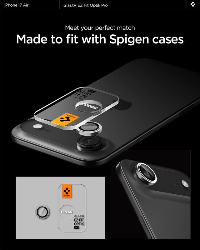 Spigen Glass tR EZ Fit Optik Pro 2 Pack, silver - iPhone Air