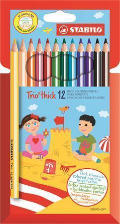 STABILO Barevné pastelky "Trio thick" sada, 12 barev, trojhranné, jumbo