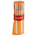 STABILO Liner "Point 88", 30 barev, 0,4 mm, základní a neonové barvy, rolovací pouzdro