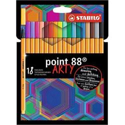 STABILO Linery "Point 88 ARTY", 18 různých barev, 0,4 mm