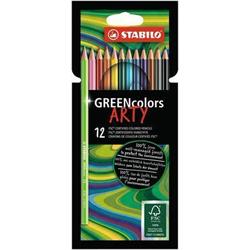 STABILO Pastelky "GreenColors ARTY", 12 rôznych farieb, šesťhranné